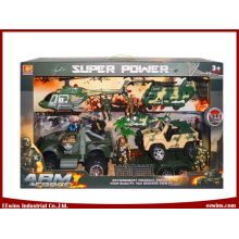 Lernspielzeug DIY Militärspielzeug Sets mit Hubschrauber, Transportflugzeug und Reibung Jeep Spielzeug
